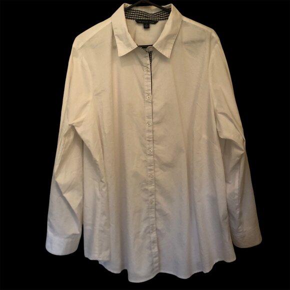 Zac & Rachel white button-down w/ gingham accents sz 3X - Picture 1 of 10